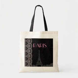 Eiffeltower voor Cute Custom Black/Roze Midnight S Tote Bag