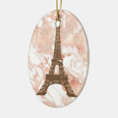 Eiffeltower White, Roos gouden kerst Keramisch Ornament (Links)