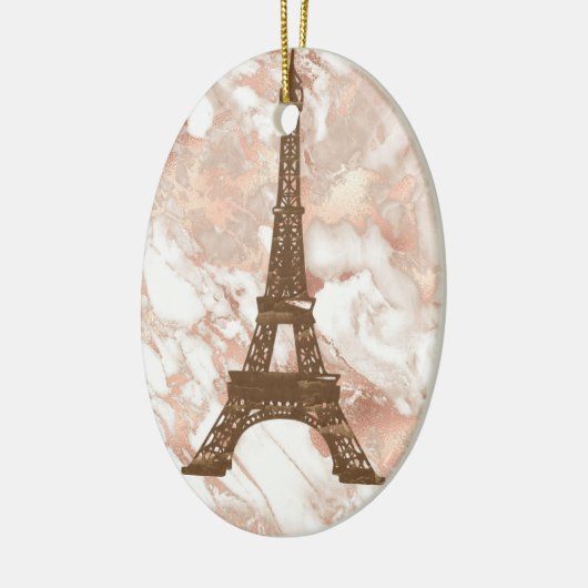 Eiffeltower White, Roos gouden kerst Keramisch Ornament (Links)