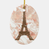 Eiffeltower White, Roos gouden kerst Keramisch Ornament (Voorkant)