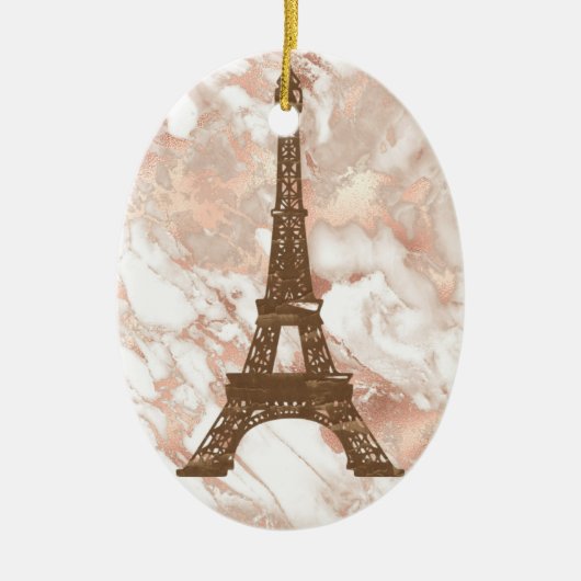 Eiffeltower White, Roos gouden kerst Keramisch Ornament (Voorkant)
