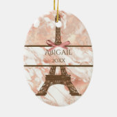 Eiffeltower White, Roos gouden kerst Keramisch Ornament (Achterkant)