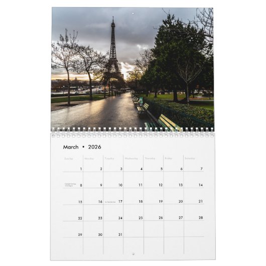 Eiffeltowerkalender Kalender (Mar 2026)