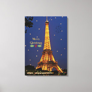 Eiffeltowerkerst, feestelijke foto canvas afdruk