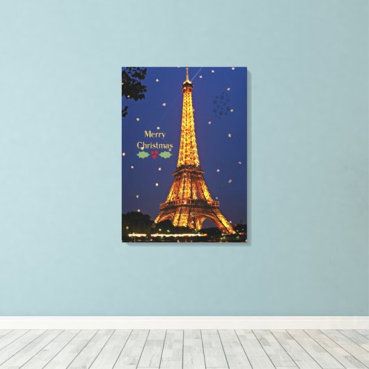 Eiffeltowerkerst, feestelijke foto canvas afdruk (Insitu (Houten vloer))