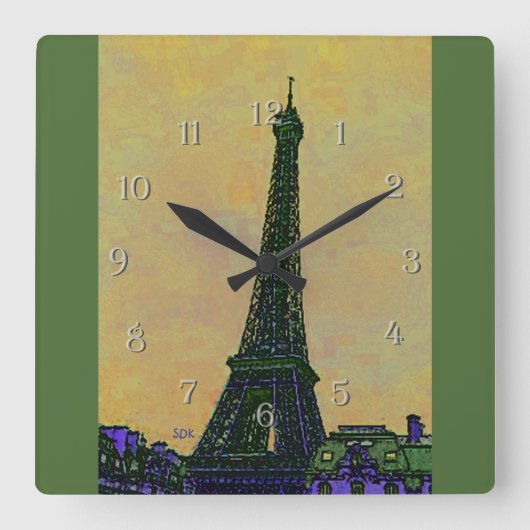 Eiffeltowerkunst Vierkante Klok (Voorkant)