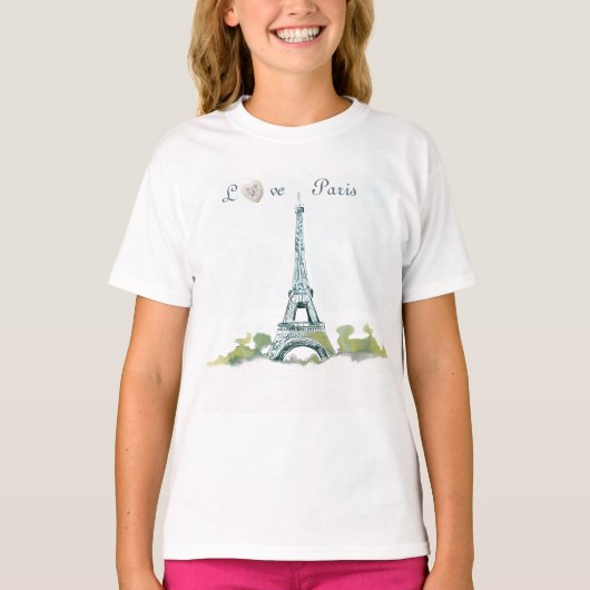 Eiffeltowerpen en inktketting | Love Paris T-shirt (Voorkant)