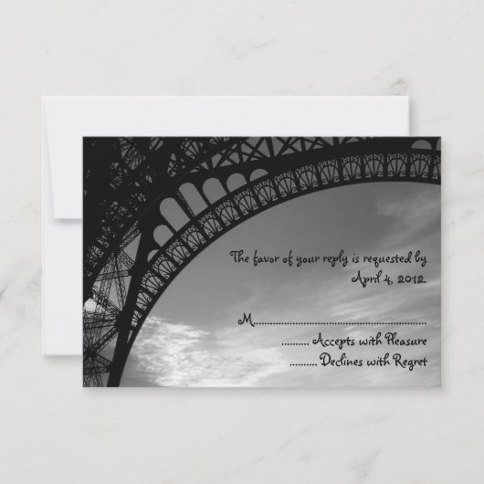 Eiffeltowerreactiekaarten RSVP Kaartje (Voorkant)