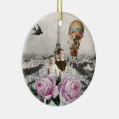 Eiffeltowerroze rozen Warmluchtballon Keramisch Ornament (Rechts)