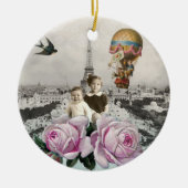  Eiffeltowerroze rozen Warmluchtballon Keramisch Ornament (Voorkant)