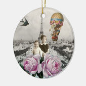 Eiffeltowerroze rozen Warmluchtballon Keramisch Ornament (Links)