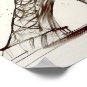 Eiffeltowerschets naast een boom poster (Hoek)