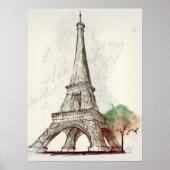 Eiffeltowerschets naast een boom poster (Voorkant)