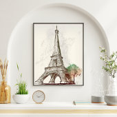 Eiffeltowerschets naast een boom poster