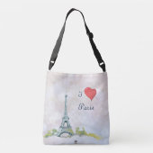 Eiffeltowerschets op roze rugleuning |I Heart Pari Crossbody Tas (Achterkant)