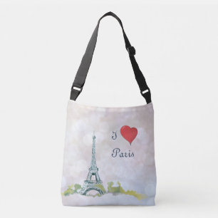 Eiffeltowerschets op roze rugleuning  I Heart Pari Crossbody Tas