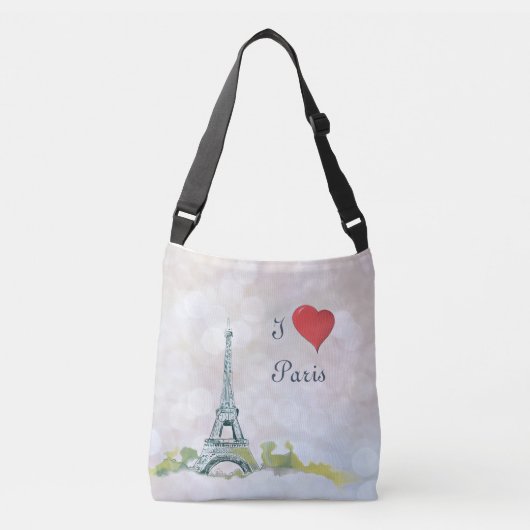 Eiffeltowerschets op roze rugleuning |I Heart Pari Crossbody Tas (Voorkant)