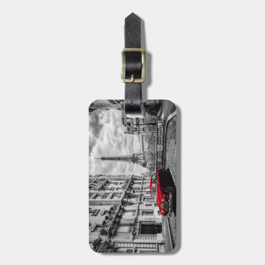 Eiffle Tower Black, White en Red. Bagagelabel (Voorkant verticaal)