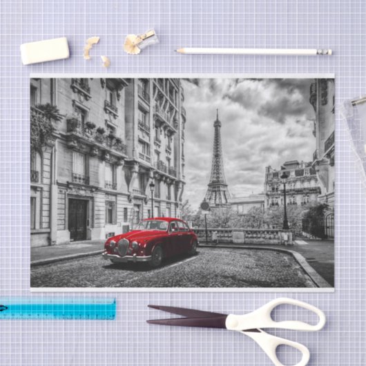 Eiffle Tower Black, White en Red. Tissuepapier (Craft)