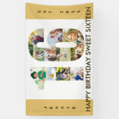 Eigen 16e verjaardag Neutrale foto-collage partij Spandoek (Verticaal)