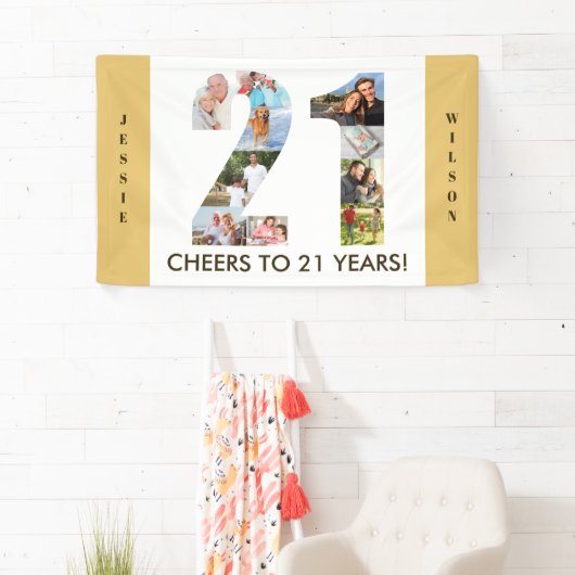 Eigen 21ste verjaardag Neutrale foto-collage parti Spandoek (Insitu)