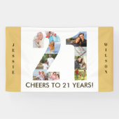 Eigen 21ste verjaardag Neutrale foto-collage parti Spandoek (Horizontaal)