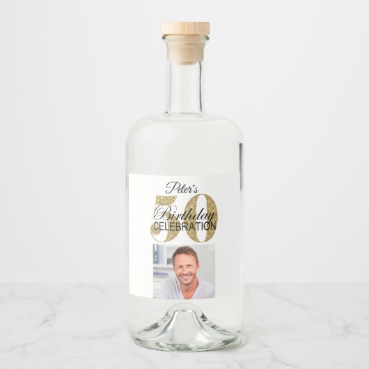 Eigen 50e verjaardag Mini Liquor Favor Label Likeurfles Etiket (Voorkant)
