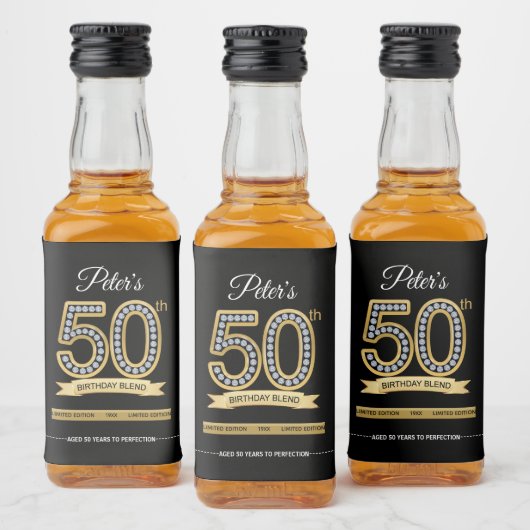 Eigen 50e verjaardag Mini Liquor Favor Label Likeurfles Etiket (Flessen)