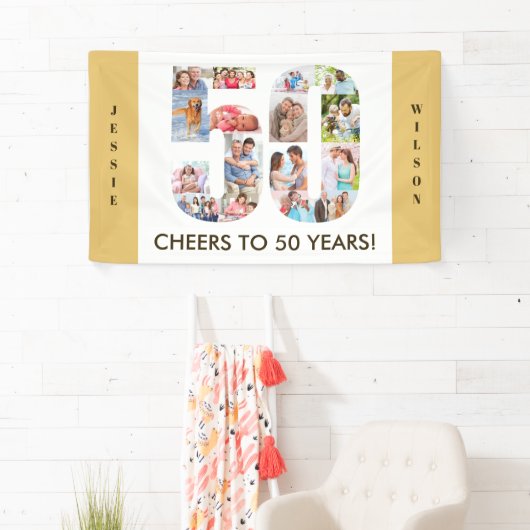 Eigen 50e verjaardag Neutrale foto-collage van par Spandoek (Insitu)