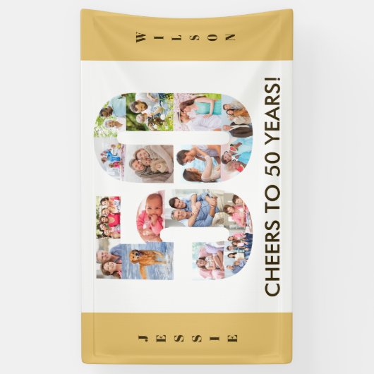 Eigen 50e verjaardag Neutrale foto-collage van par Spandoek (Verticaal)