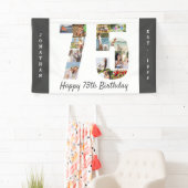 Eigen 75e verjaardag Neutrale fotocollage op feest Spandoek (Insitu)