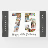 Eigen 75e verjaardag Neutrale fotocollage op feest Spandoek (Horizontaal)