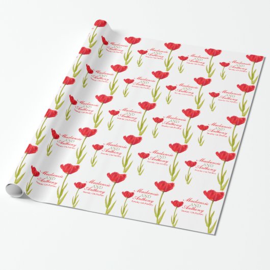 Eigen aangepast snijpad voor rode tulp cadeaupapier (Uitgerold)