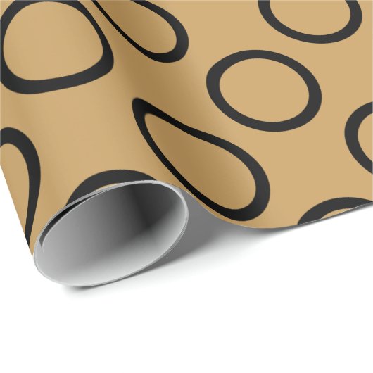 Eigen aardbruine geometrische cirkelpatroon cadeaupapier (Rol Hoek)