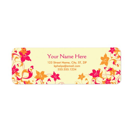 Eigen adres Joan3 Floral Border Label (Voorkant)