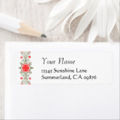 Eigen adres Rood- en Gold Daisy Element Etiket (Insitu)