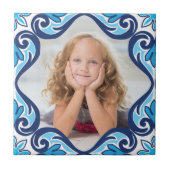 Eigen afbeelding, blauw en wit Azulejos keramische Tegeltje (Voorkant)