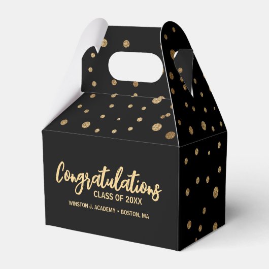 Eigen afstuderen met felicitaties, zwart goud bedankdoosjes (Achterkant)