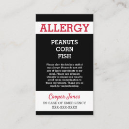 Eigen alarmrestaurant Kinderen voor noodsituaties Contactkaartje