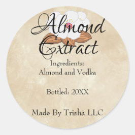 Eigen amandelextractielabel ronde sticker
