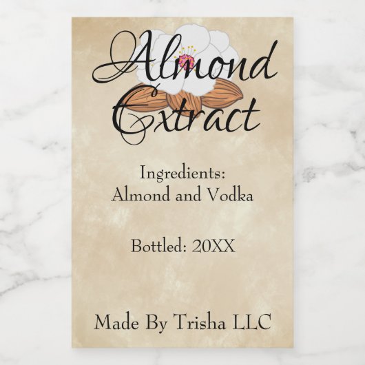 Eigen amandelextractielabel wijn etiket (Enkel label)