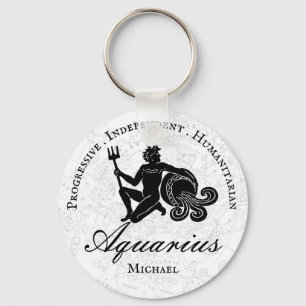 Eigen aquarius Zodiac Traits Astrology White Sleutelhanger