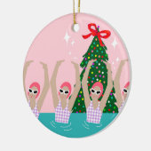 Eigen artistieke zwemmers Illustratie Kerstmis Keramisch Ornament (Links)
