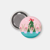 Eigen artistieke zwemmers Illustratie Kerstmis Magneet (Voorkant / Achterkant)