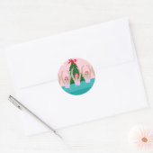 Eigen artistieke zwemmers Illustratie Kerstmis Ronde Sticker (Envelop)
