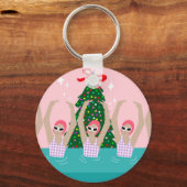 Eigen artistieke zwemmers Illustratie Kerstmis Sleutelhanger (Voorkant)
