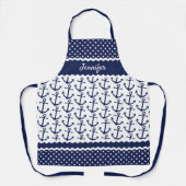 Eigen autische anchors: witte pokadots donkerblauw schort (Voorkant)