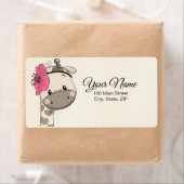Eigen Baby roze Giraffe Terug Adres label (Insitu)