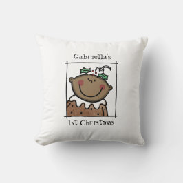 Eigen babybedding voor de eerste Kerstmis, donkere Kussen