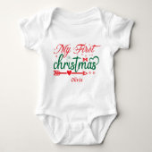 Eigen babykerstkerstkerstkerstkerstman Rood Bow Romper (Voorkant)